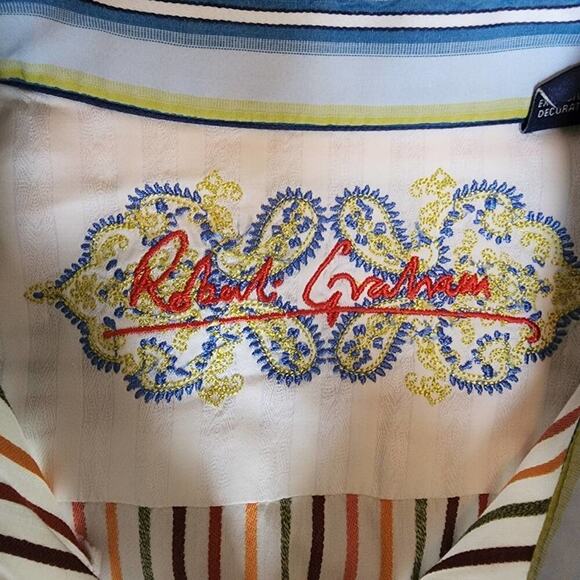 ROBERT GRAHAM COTTON MULTI COLOR STRIPED BUTTON DOWN SIZE MED - Picture 6 of 12